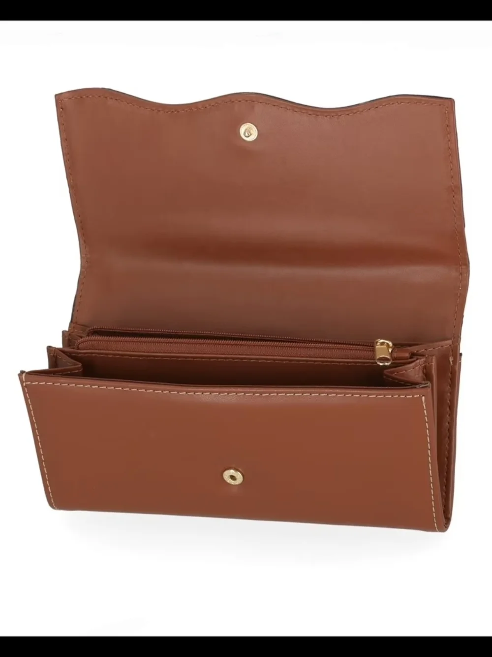 Free Assembly Women's Avery Cut Out Clutch Wallet In Cognac Brown & Cream NWT